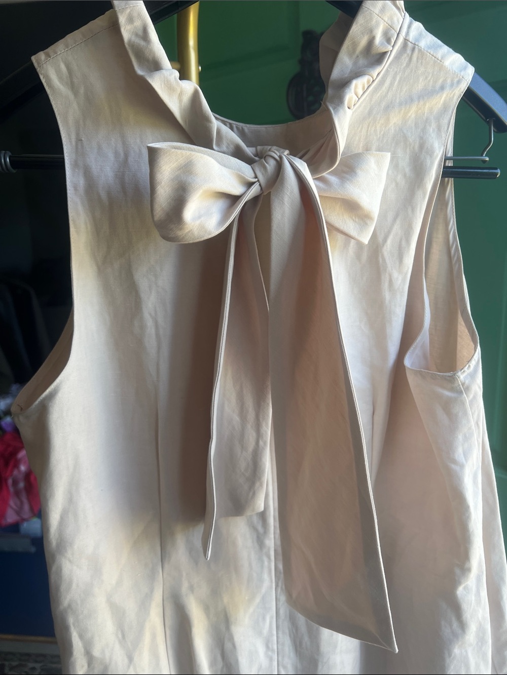 Tyler Böe Stella Shift Dress in Sand / Pockets & bow / Size Large - Picture 4 of 12